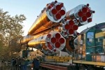 A carrier rocket with the European weather satellite MetOp transported to the launch pad of the Baikonur space center. 2006
